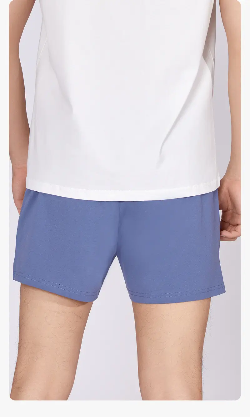Men's Blue Long Staple Cotton Shorts Spring Summer — feature 16
