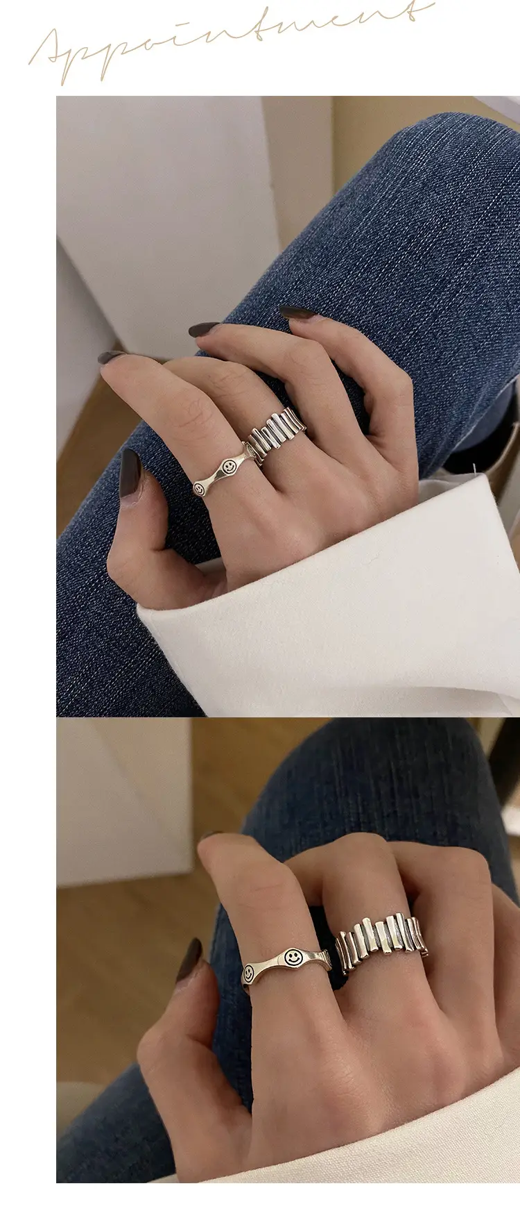 Smiling Face Wave Fence Ring for Women — feature 5