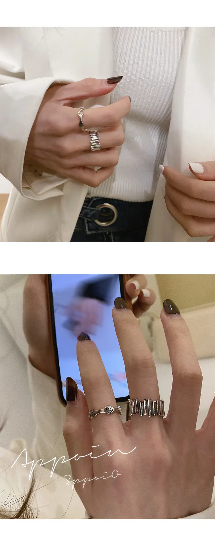Smiling Face Wave Fence Ring for Women — feature 6