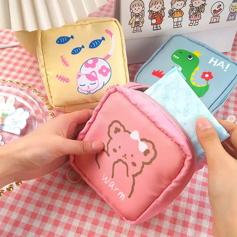 Pink Cartoon Heart Ins Napkin Bag for Girls - Image 4