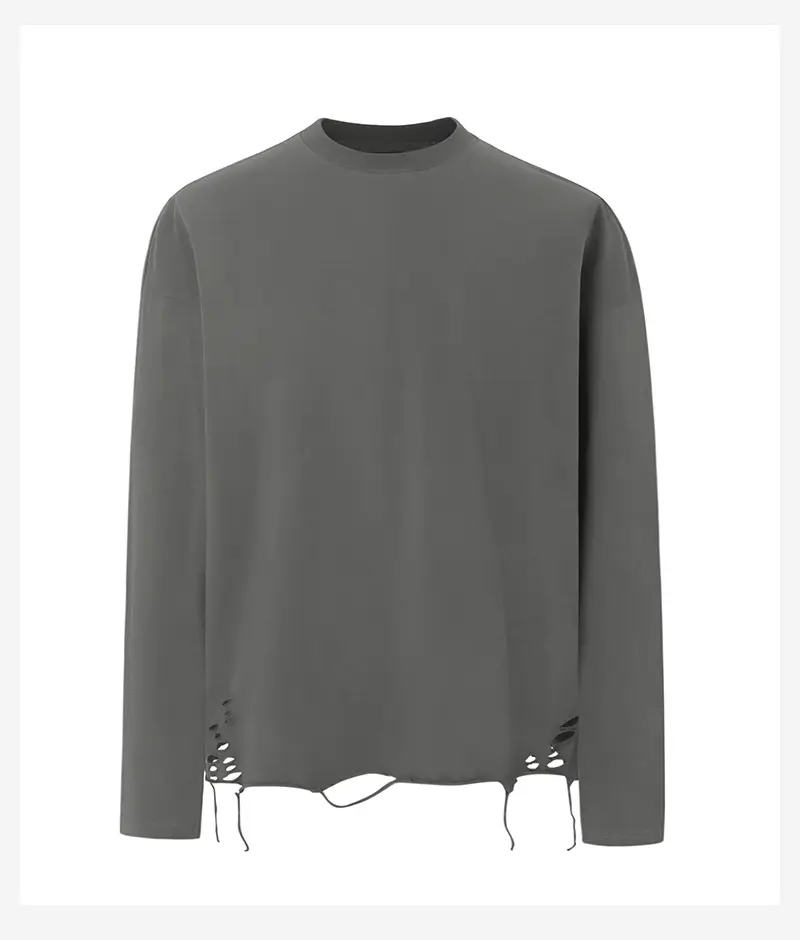 Men Black Distressed Long Sleeve T-Shirt — feature 10