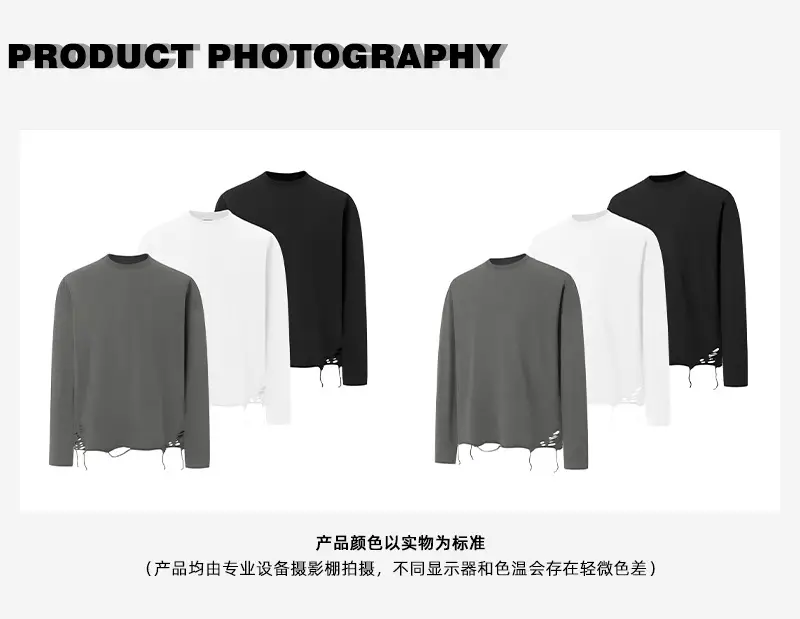 Men Black Distressed Long Sleeve T-Shirt — feature 7