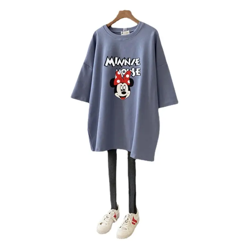 Maternity Printed Cotton T-Shirt Mid Length Pregnant Women
