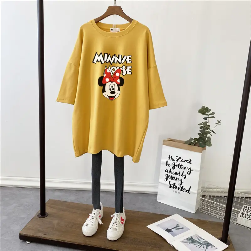 Maternity Printed Cotton T-Shirt Mid Length Pregnant Women - Image 6