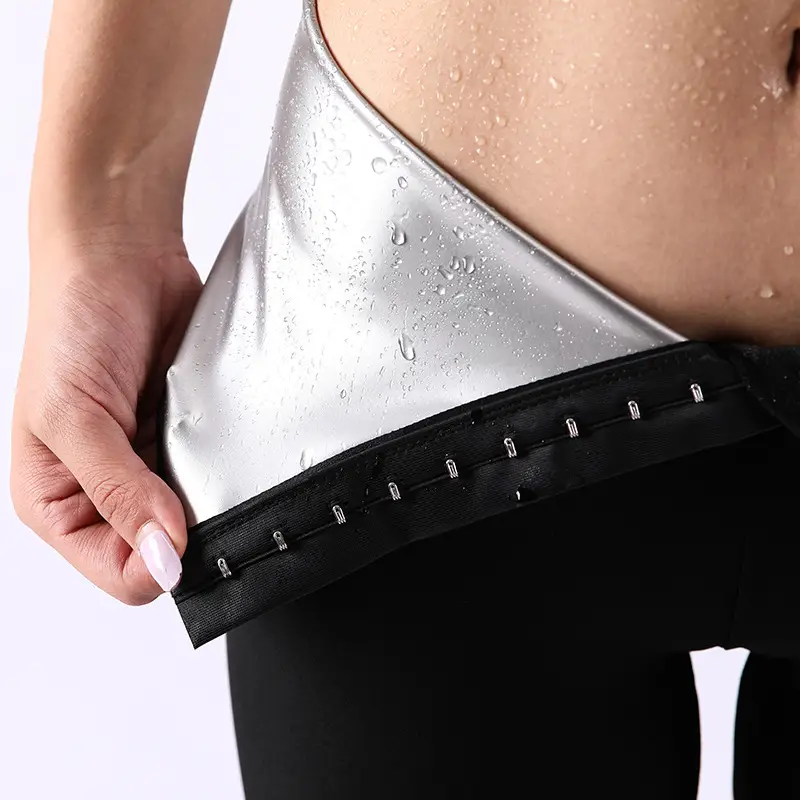 Women Buttoned Tummy Control Sweat Corset Pants High Waist Coated - Image 5