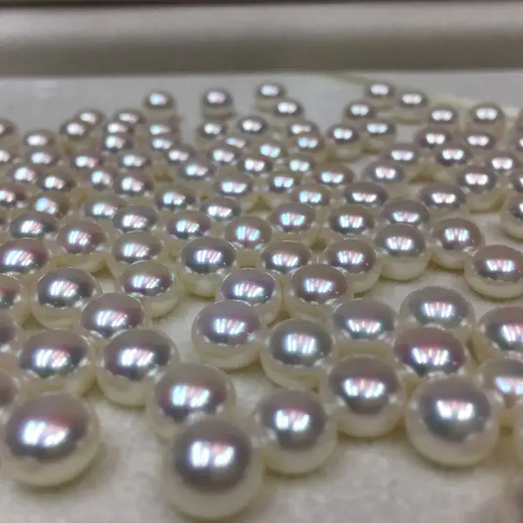 Steamed Bun Round White Pearl Bare Beads Loose White Transparent Pink Mirror Pearls - Image 2