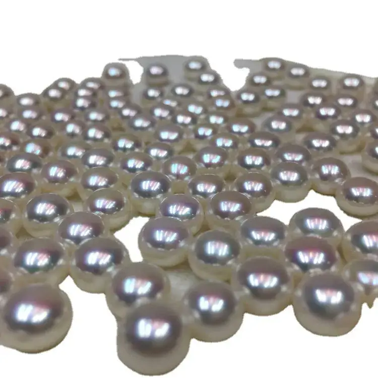Steamed Bun Round White Pearl Bare Beads Loose White Transparent Pink Mirror Pearls - Image 3