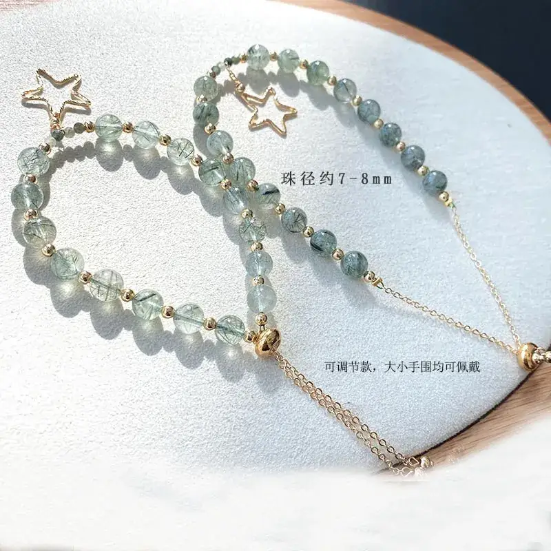 Jingyao Green Crystal Star Bracelet 15cm - Image 3