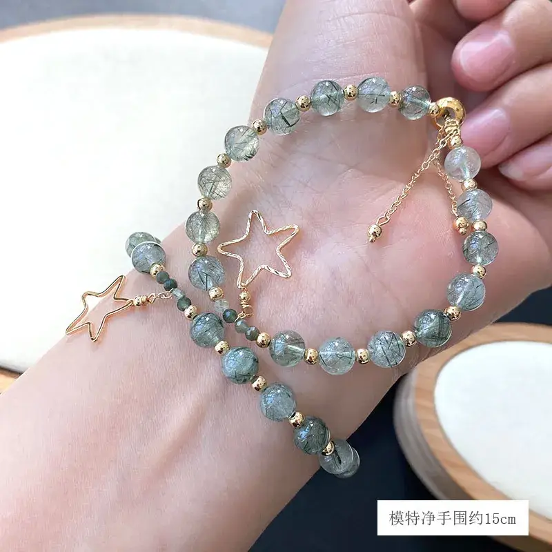 Jingyao Green Crystal Star Bracelet 15cm - Image 4