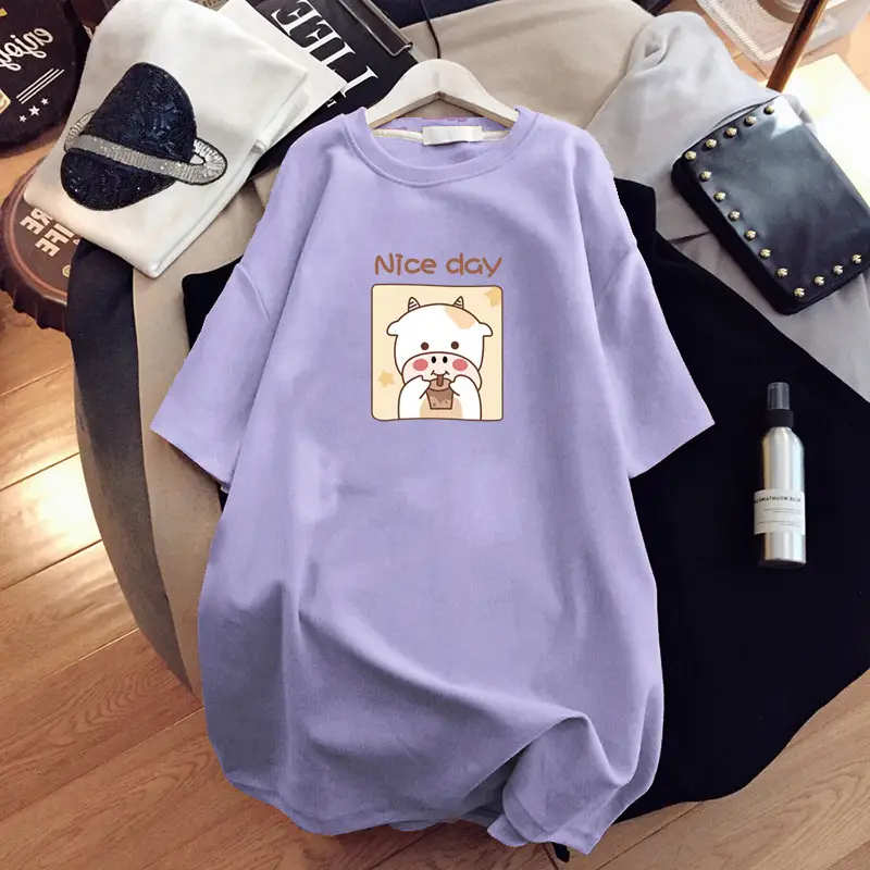 Pregnant Women T-shirt 2023 Cotton Loose Mid Length - Image 4