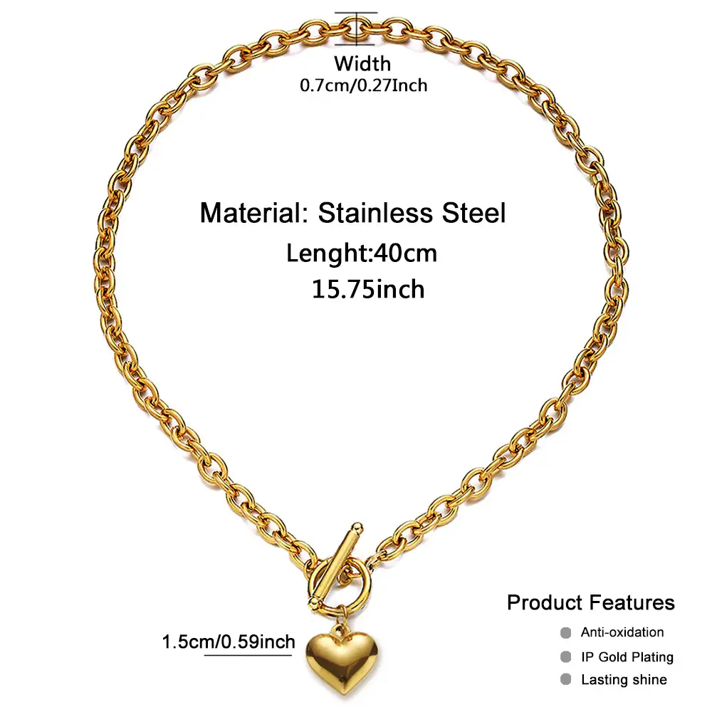 Gold Heart Chain Necklace for Women - Image 3