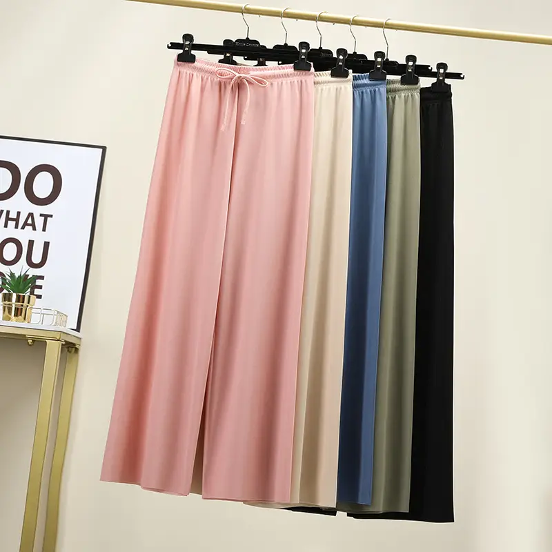 2023 Ice Silk Loose Wide Leg Pants High Waist Women - Image 6