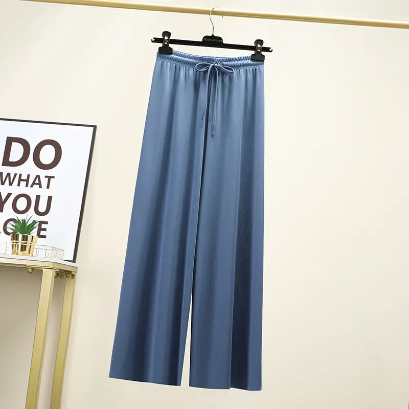 2023 Ice Silk Loose Wide Leg Pants High Waist Women - Image 7