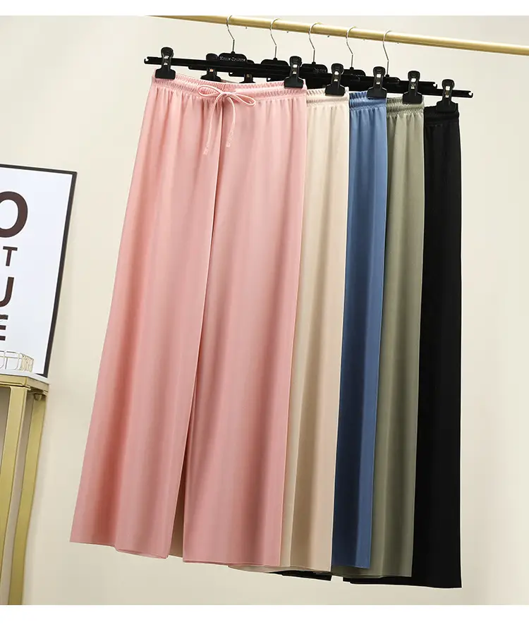2023 Ice Silk Loose Wide Leg Pants High Waist Women — feature 11