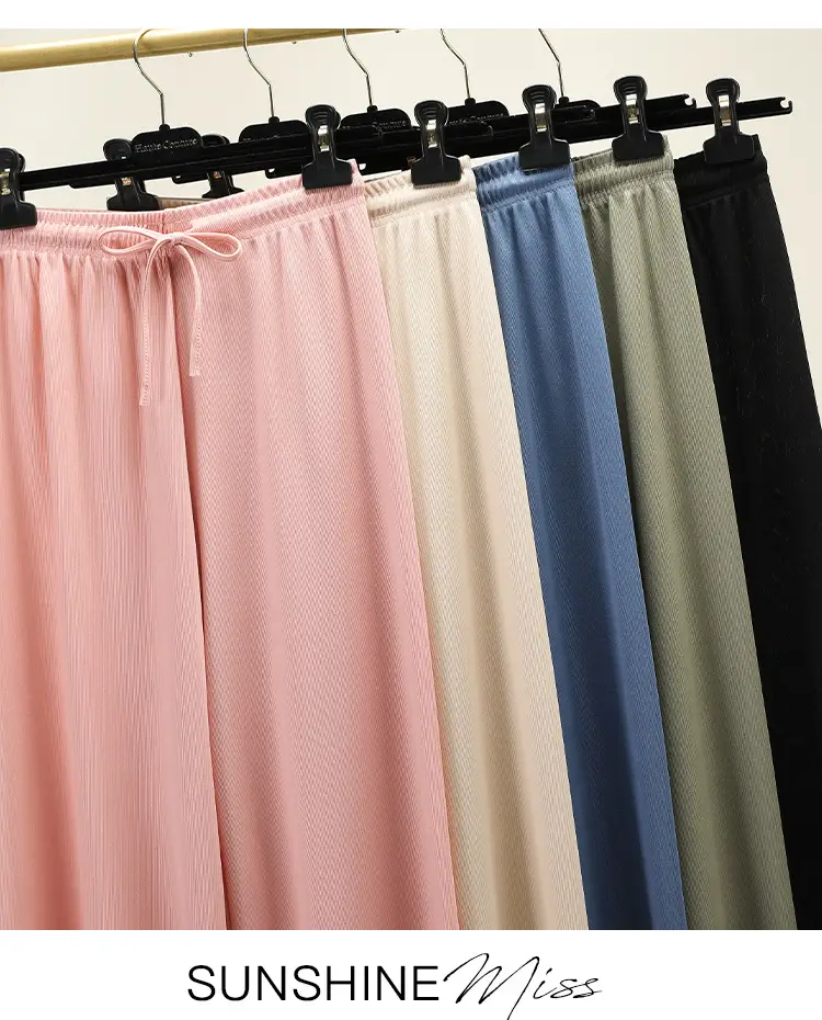 2023 Ice Silk Loose Wide Leg Pants High Waist Women — feature 12