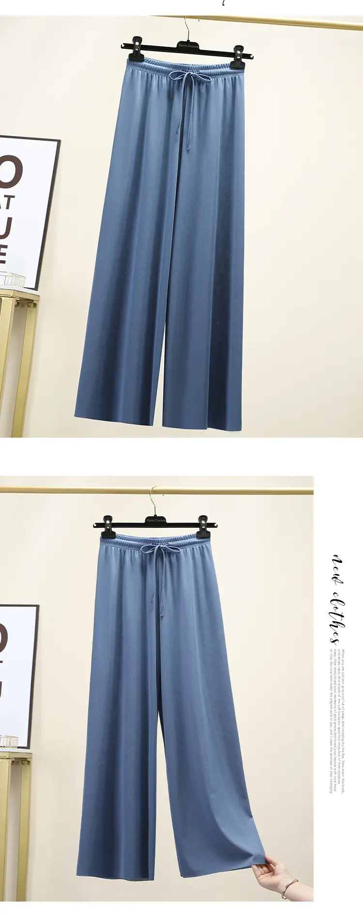 2023 Ice Silk Loose Wide Leg Pants High Waist Women — feature 13