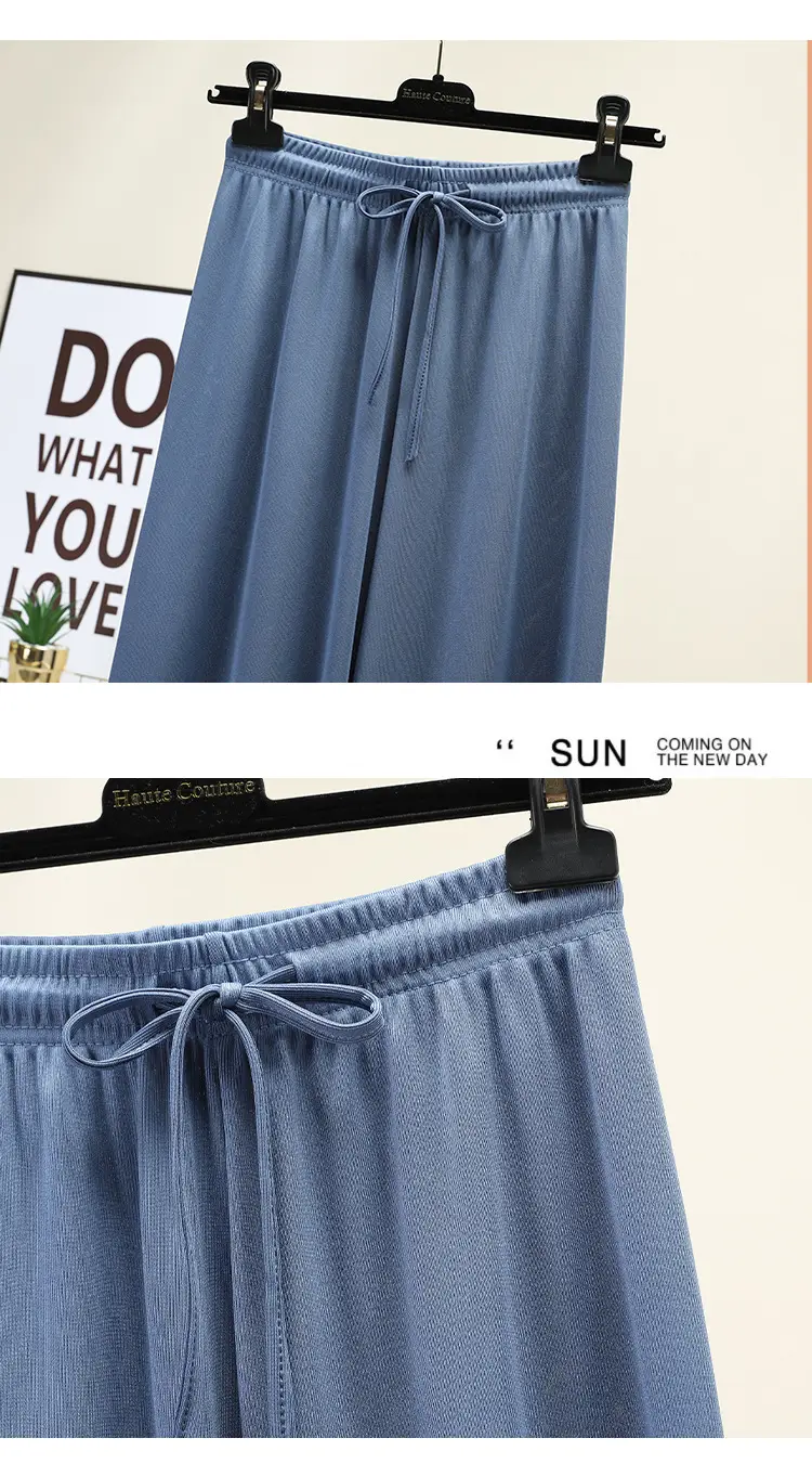2023 Ice Silk Loose Wide Leg Pants High Waist Women — feature 15