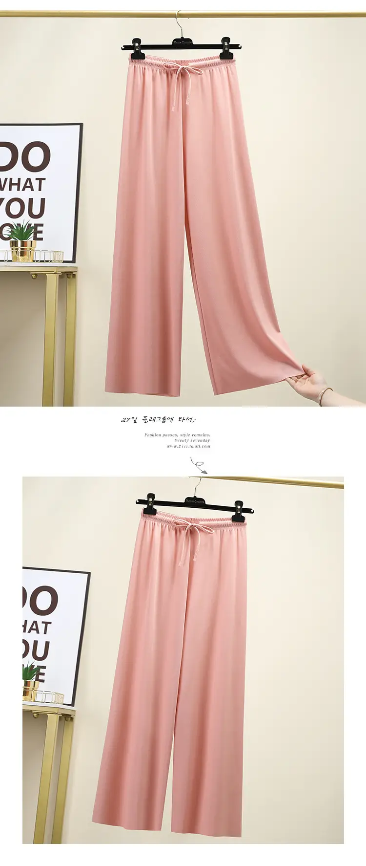 2023 Ice Silk Loose Wide Leg Pants High Waist Women — feature 17