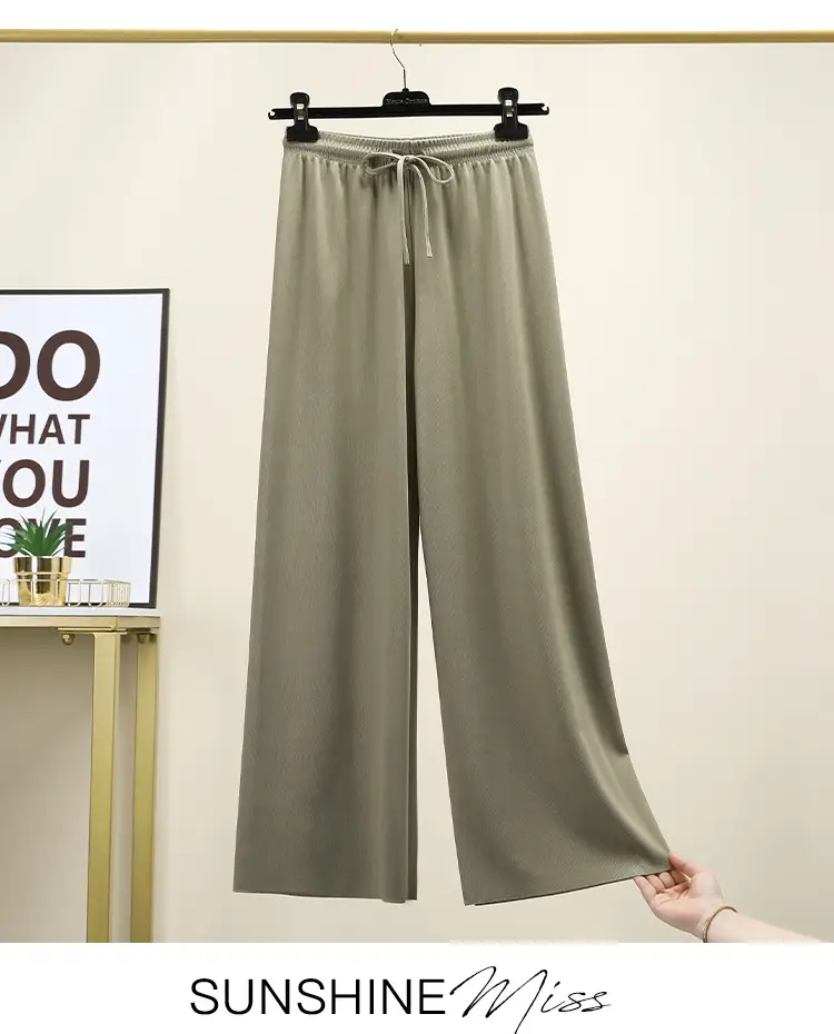 2023 Ice Silk Loose Wide Leg Pants High Waist Women — feature 21