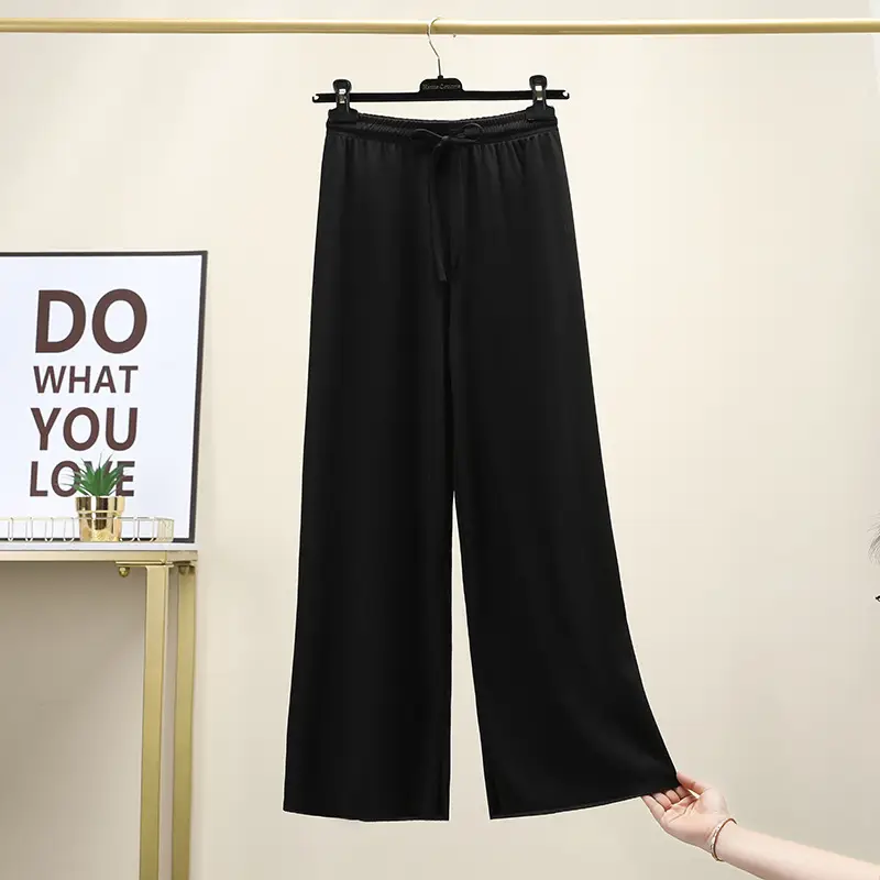 2023 Ice Silk Loose Wide Leg Pants High Waist Women - Image 2