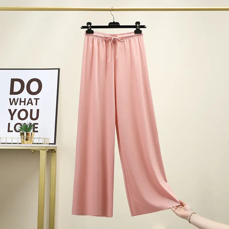 2023 Ice Silk Loose Wide Leg Pants High Waist Women - Image 4