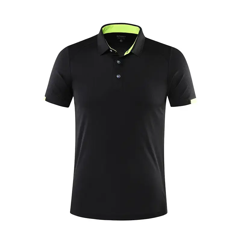 Ice Silk Polo Shirt Black Yellow Quick Dry - Image 2