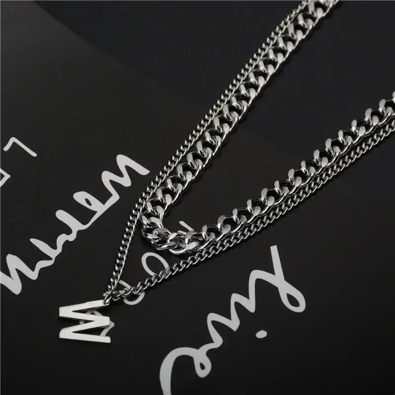 Titanium Steel W Letter Necklace Double Layer Cool Tide - Image 4
