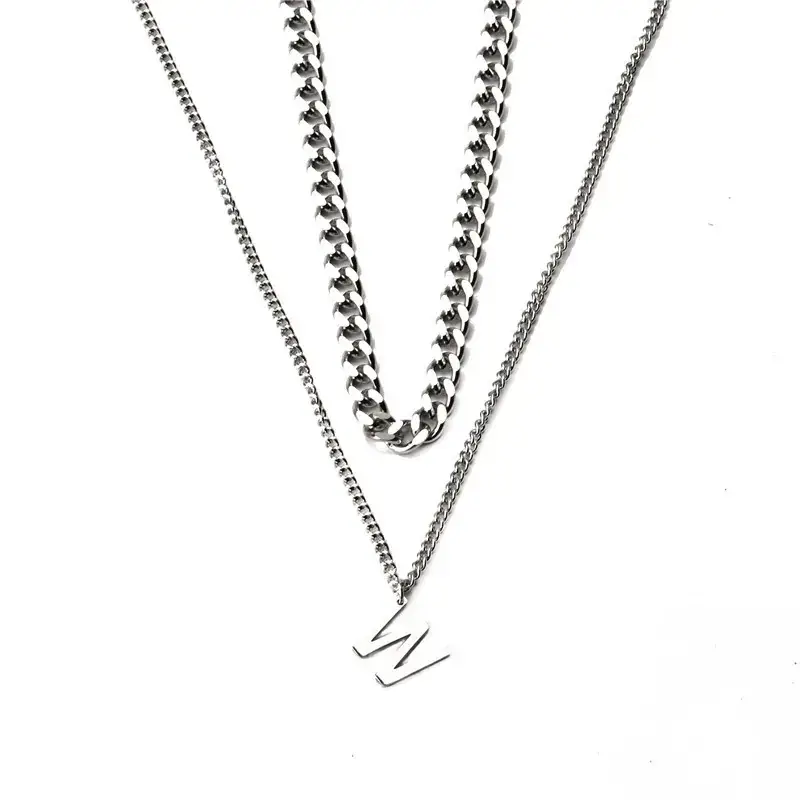 Titanium Steel W Letter Necklace Double Layer Cool Tide - Image 5