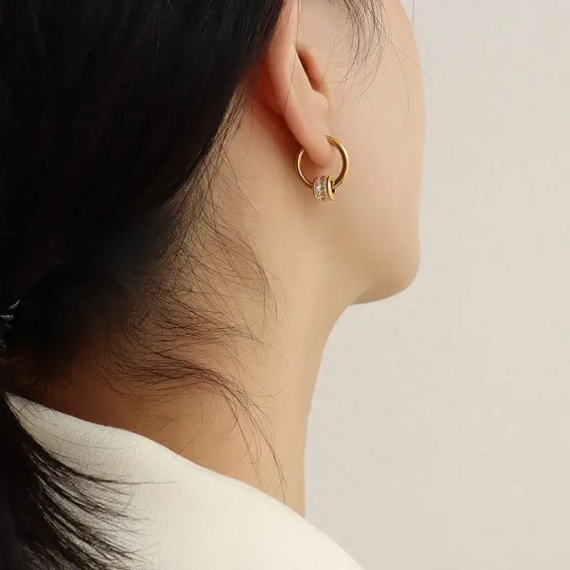 18K Gold Necklace Earrings Set for Women