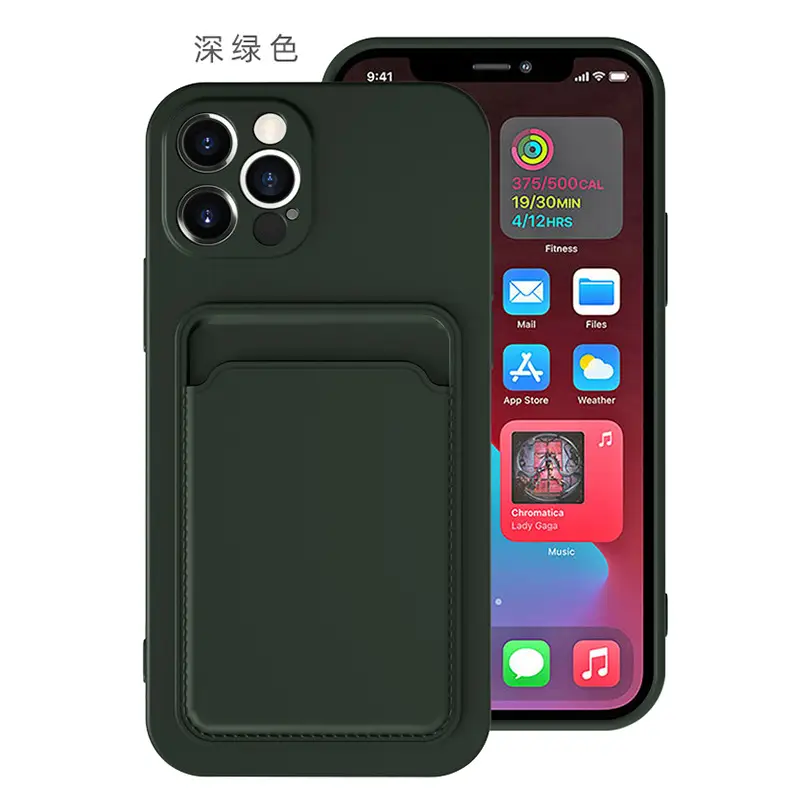 Black iPhone 14 Tpu Frosted Card Holder Case - Image 5