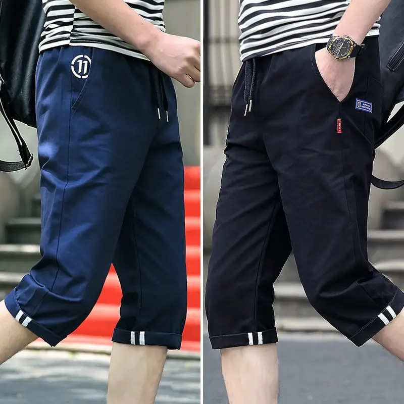 Men's Korean Style Cotton Capri Shorts Tan - Image 7