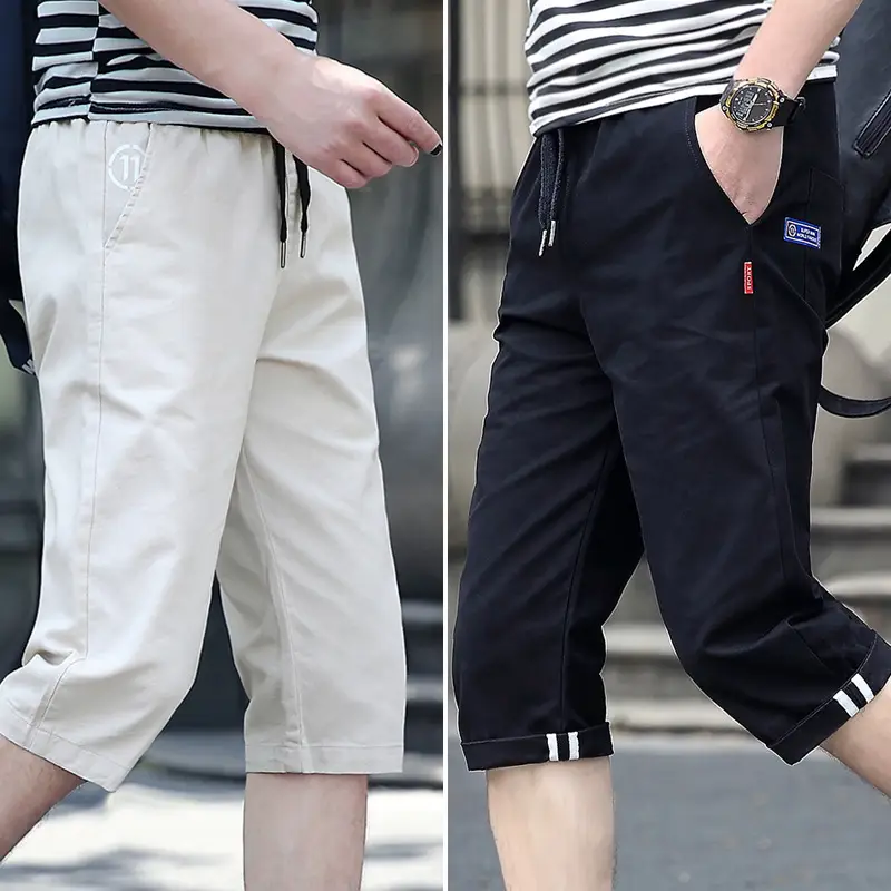 Men's Korean Style Cotton Capri Shorts Tan - Image 9