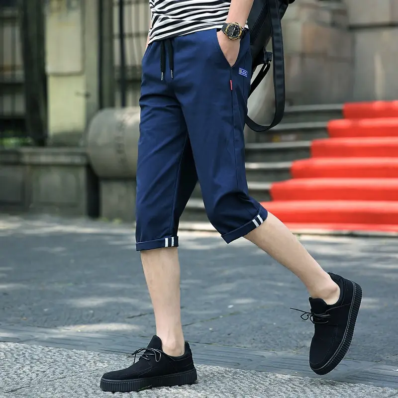 Men's Korean Style Cotton Capri Shorts Tan - Image 3