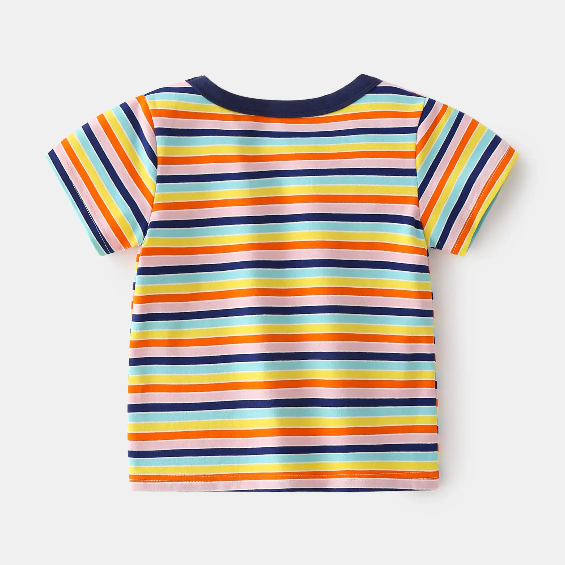 Kids Striped Cotton T-Shirt Round Neck Short Sleeve - Image 4