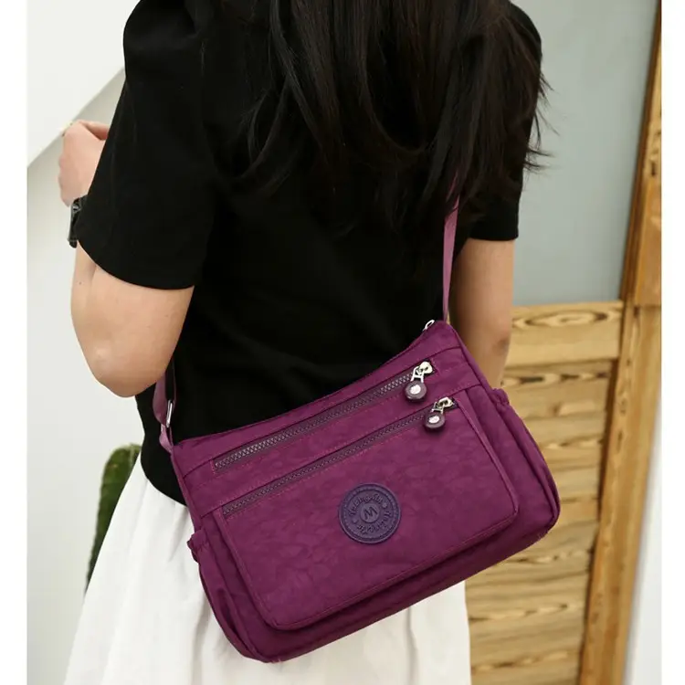 Women's Multi-Layer Shoulder Bag Yellow Floral Oxford Cloth - Image 4