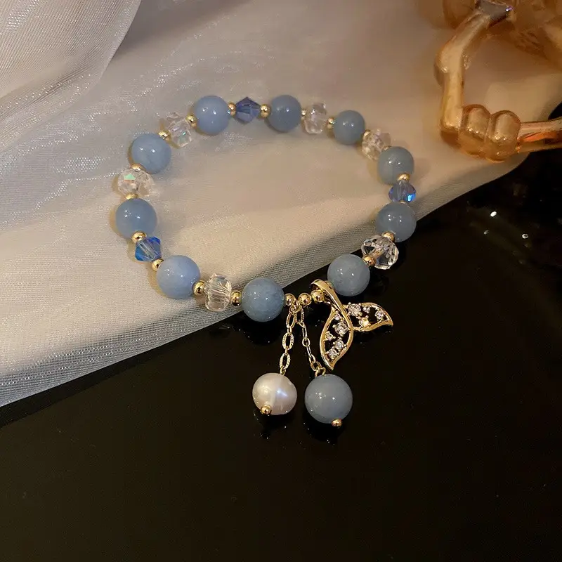 Flower & Cat's Eye Bracelet for Women Adjustable Silver