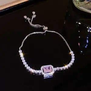 Flower & Cat's Eye Bracelet for Women Adjustable Silver