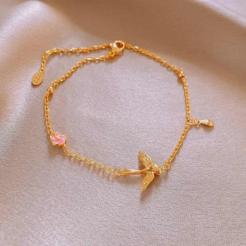 Flower & Cat's Eye Bracelet for Women Adjustable Silver
