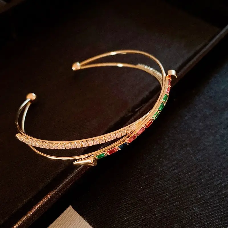 Flower & Cat's Eye Bracelet for Women Adjustable Silver