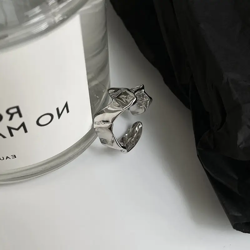S925 Silver Geometric Open Ring Women's Retro Style - Image 5