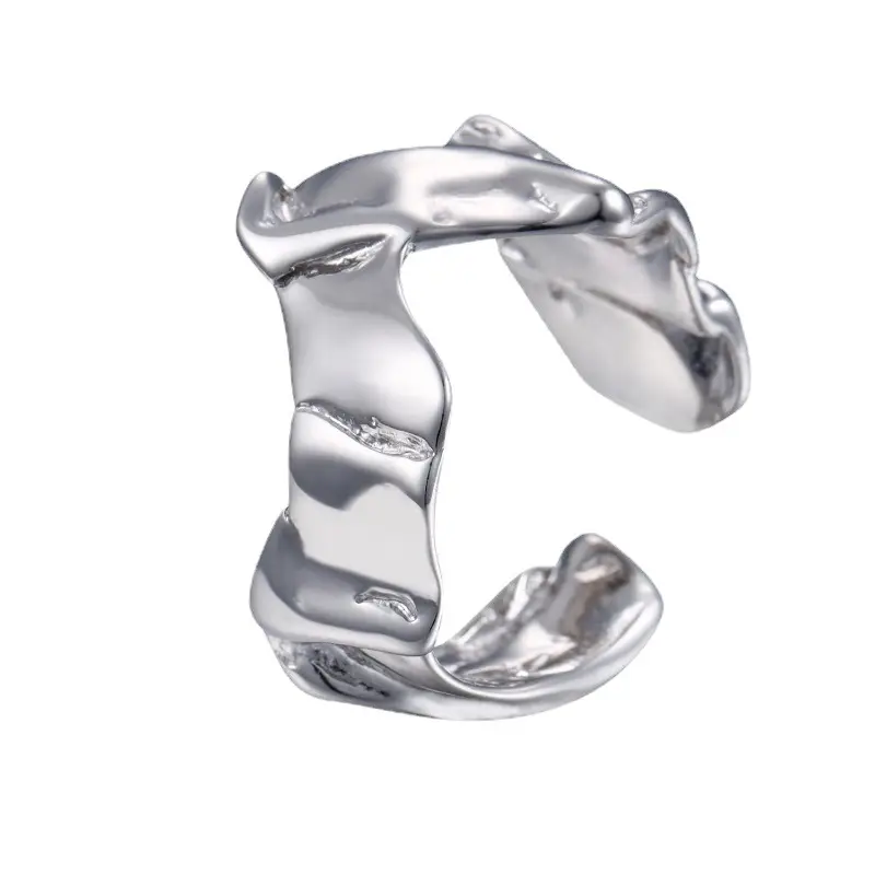 S925 Silver Geometric Open Ring Women's Retro Style - Image 6