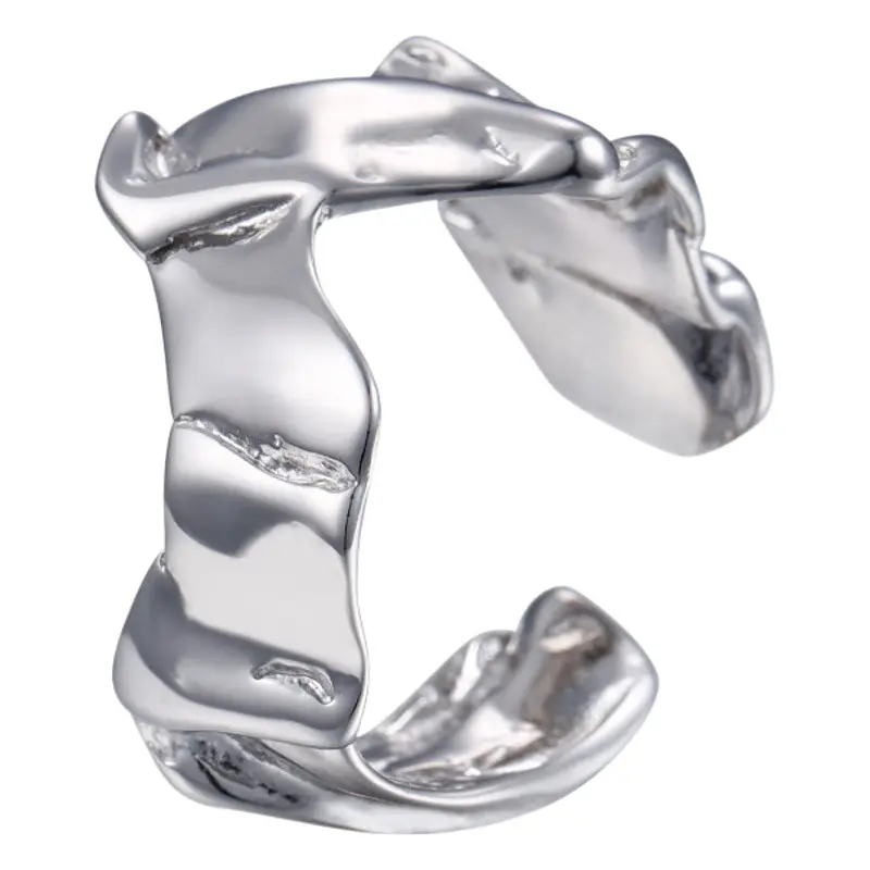 S925 Silver Geometric Open Ring Women's Retro Style