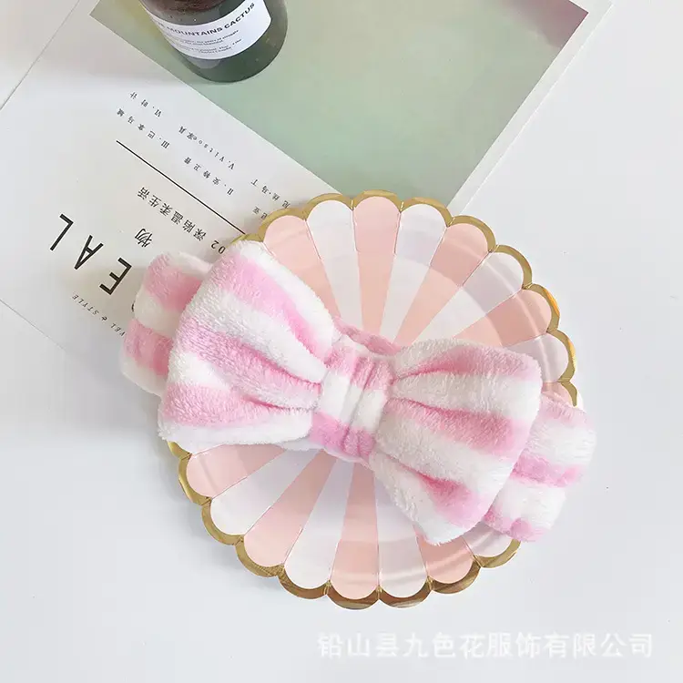Cute Bow Headband Coral Velvet Female Face Wash - Image 13