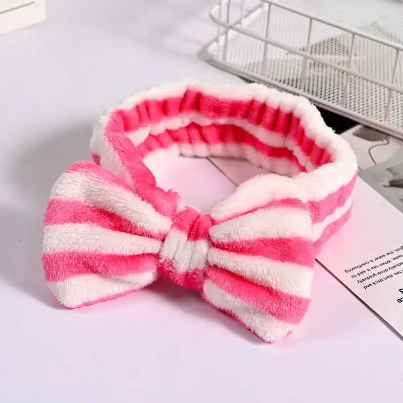 Cute Bow Headband Coral Velvet Female Face Wash - Image 15