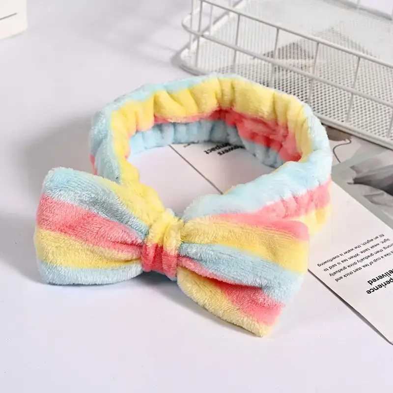 Cute Bow Headband Coral Velvet Female Face Wash - Image 5