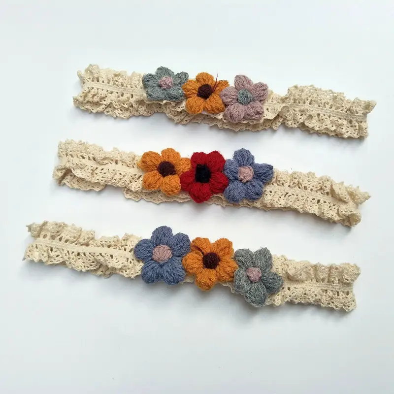 Double Woolen Flower Headbands for Girls 100-Day Birthday
