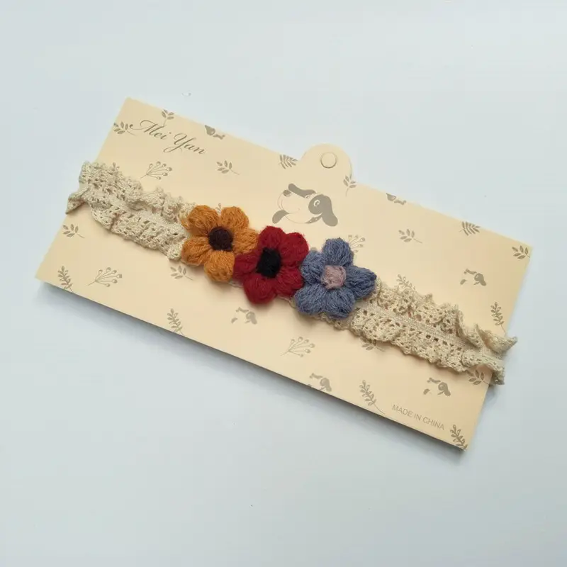 Double Woolen Flower Headbands for Girls 100-Day Birthday