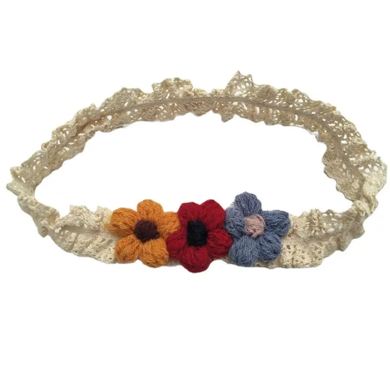 Double Woolen Flower Headbands for Girls 100-Day Birthday