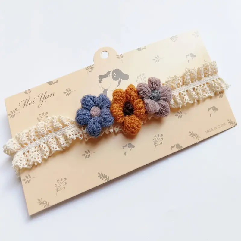 Double Woolen Flower Headbands for Girls 100-Day Birthday
