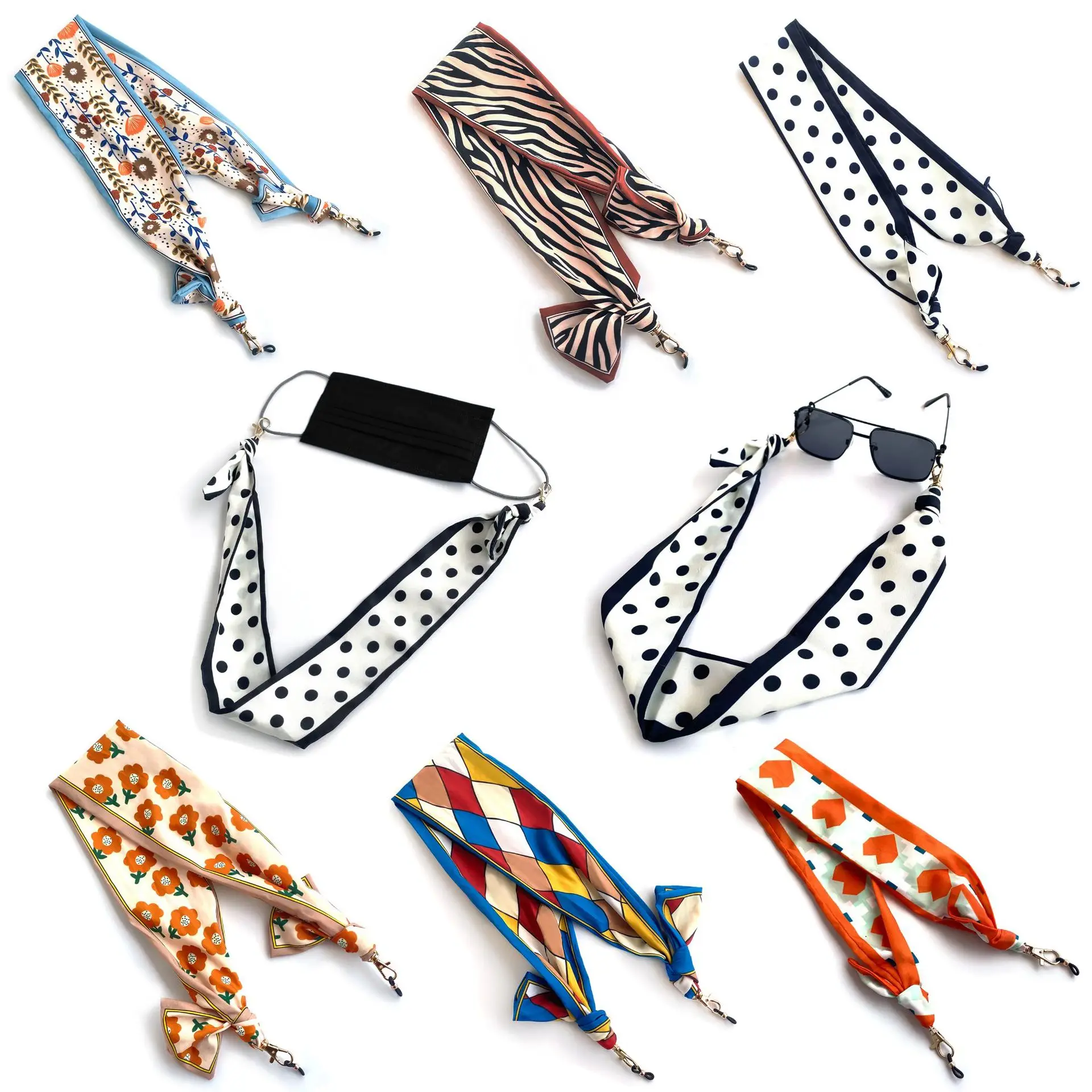 Orange Geometric Lanyard with Metal Clasp